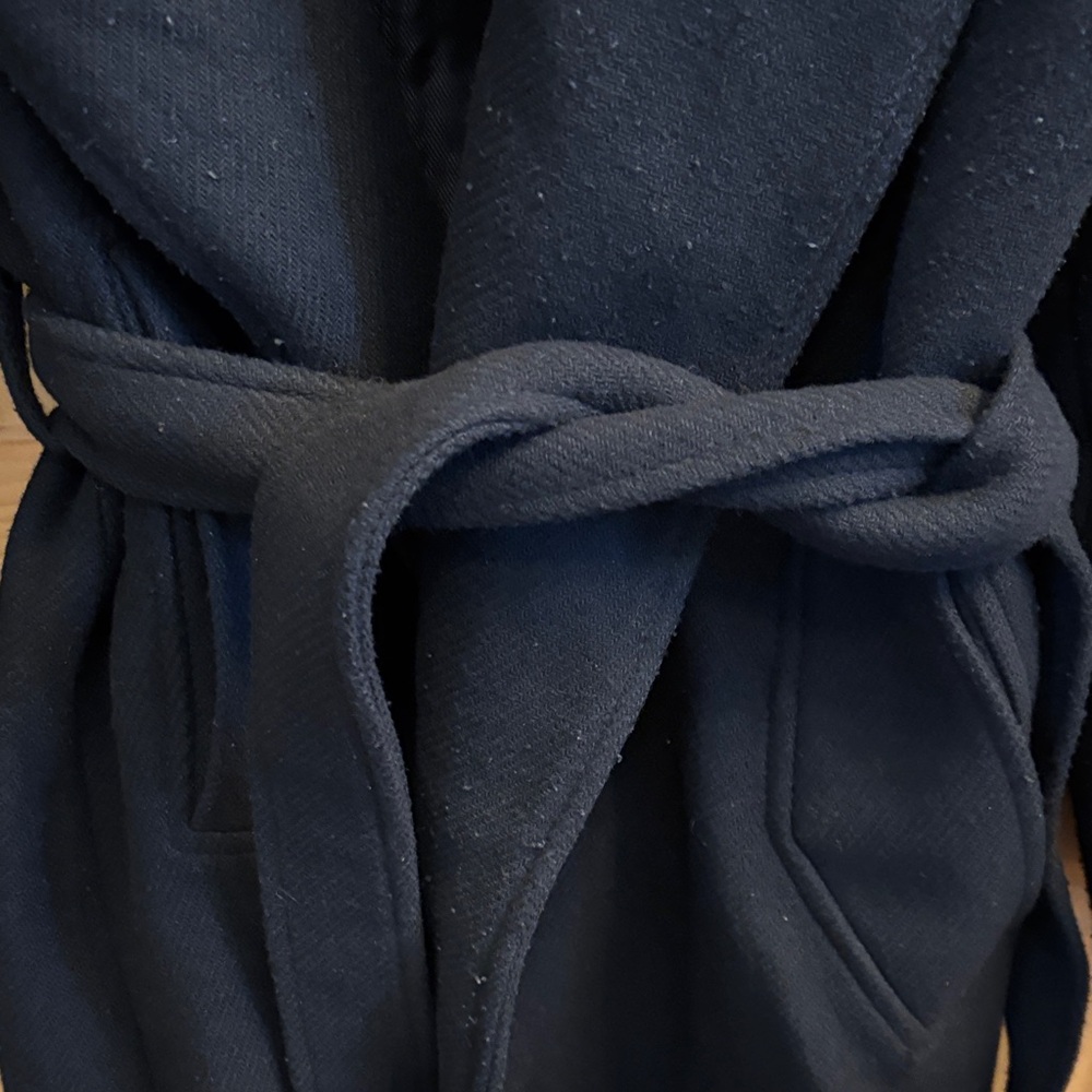 Zara Elegant Black Wrap Coat - Picture 4 of 12
